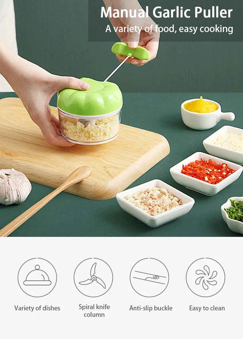 Mini Food Mixers Multi-function Garlic Grinding Chopper Food Vegetables Cutter Meat Grinders Home Kitchen Manual Garlic Press