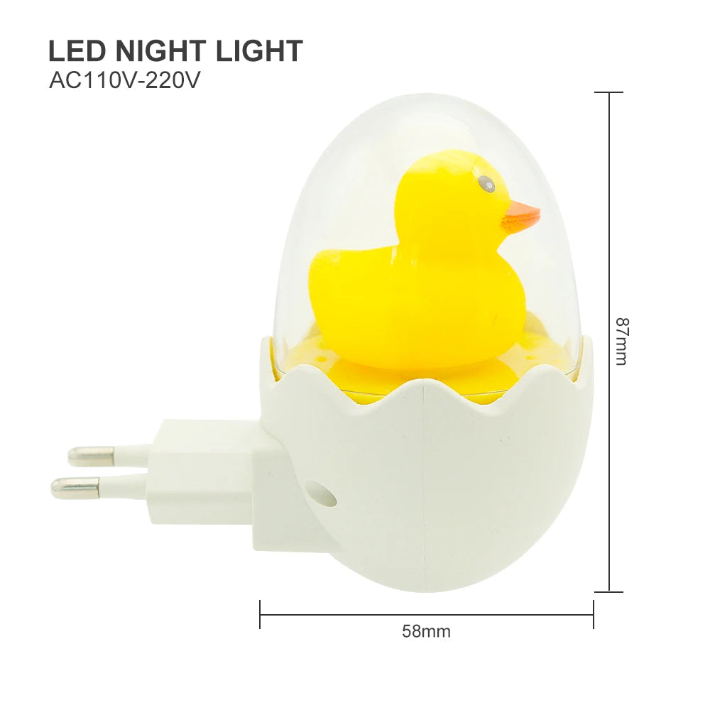 ANBLUB Timing LED Night Light 110V 220V Yellow Duck EU Plug Socket Wall Lamp With Remote for Children's Cartoon Creative Gift