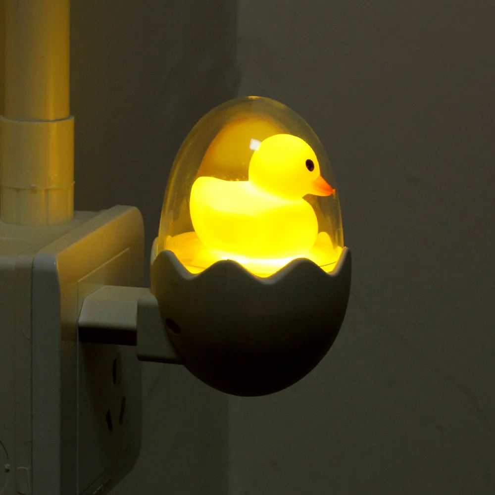 ANBLUB Timing LED Night Light 110V 220V Yellow Duck EU Plug Socket Wall Lamp With Remote for Children's Cartoon Creative Gift