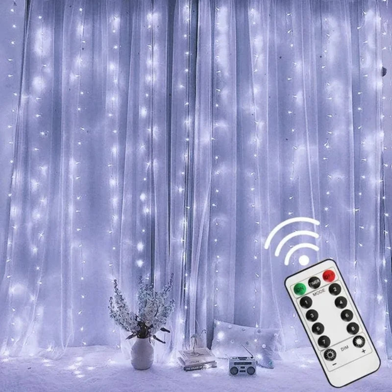 3M LED Curtain Garland on The Window USB String Lights Fairy Festoon Remote Control Christmas Wedding Decorations for Home Room