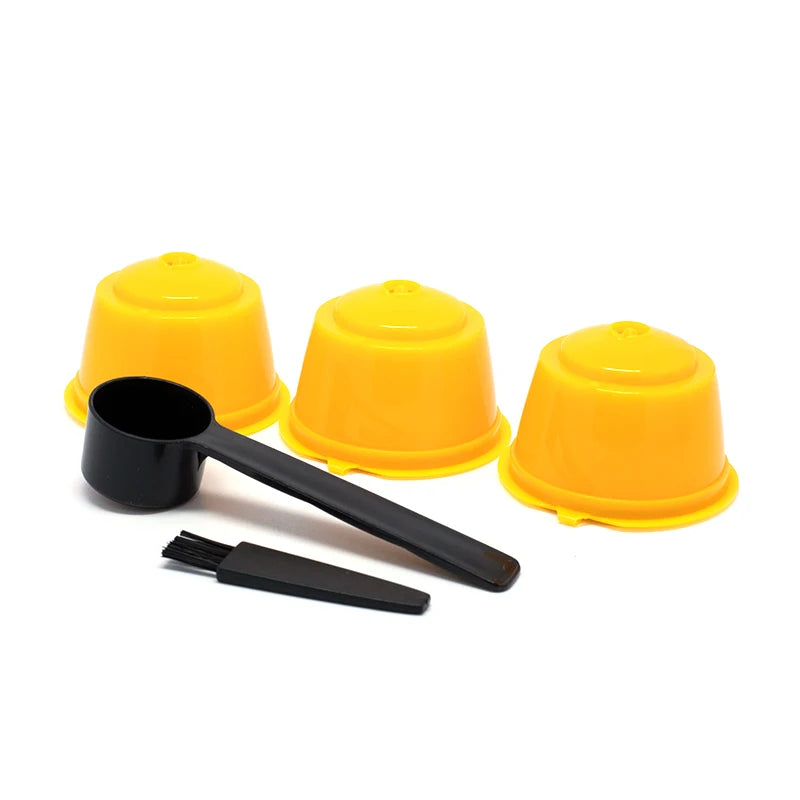 3Pcs Fit For Dolce Gusto Coffee Filter Cup Reusable Coffee Capsule Filters For Nespresso With Spoon Brush