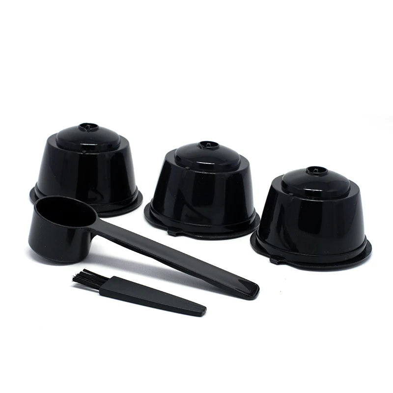 3Pcs Fit For Dolce Gusto Coffee Filter Cup Reusable Coffee Capsule Filters For Nespresso With Spoon Brush