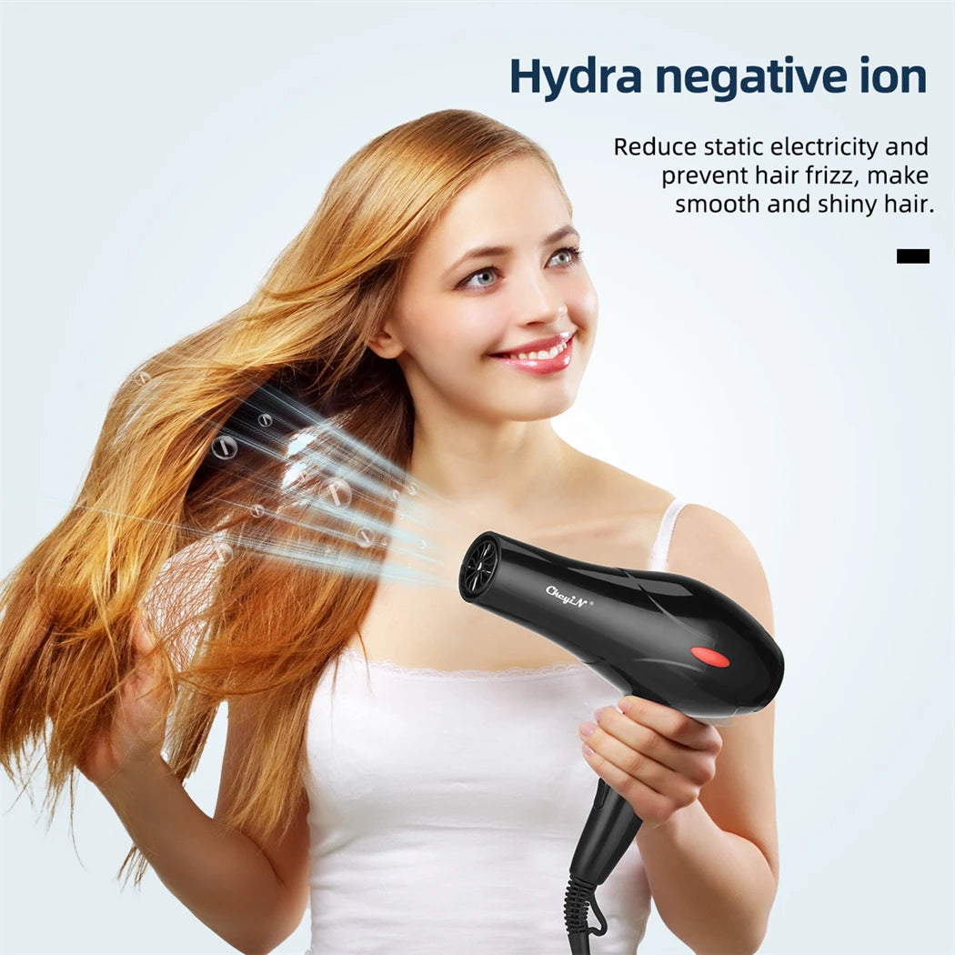 CkeyiN 1600W Hair Dryer Professional Negative Ion Blower Home Use Hot Cold Blow Drying Salon Blower Diffuser Concentrator Nozzle