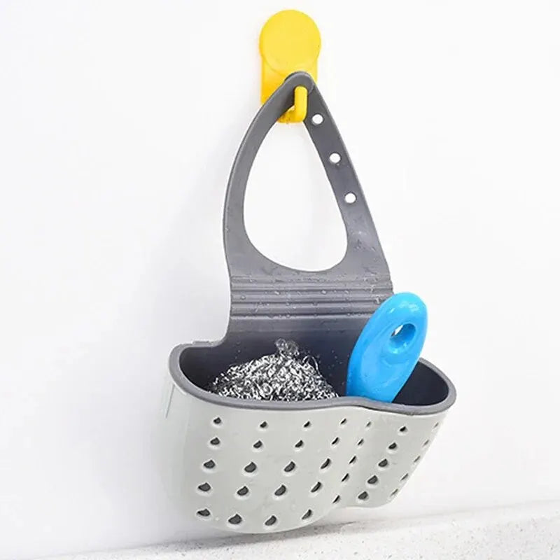 Home Storage Drain Basket Kitchen Sink Holder Adjustable Soap Sponge Shlf Hanging Drain Basket Bag Kitchen Accessories