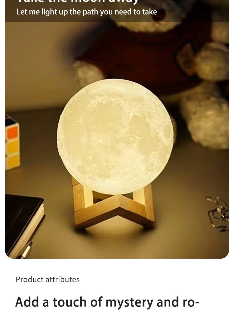 Moon Night Light Planet Lights Home Decorations Desktop Decorative Ornaments Illuminated Night Lights 8cm