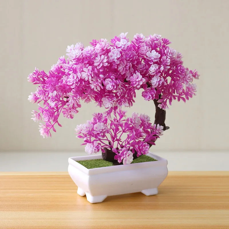 Artificial Plastic Plants Bonsai Small Tree Fake Flower Room Living Room Table Decoration Home Wedding Garden Decor Ornaments