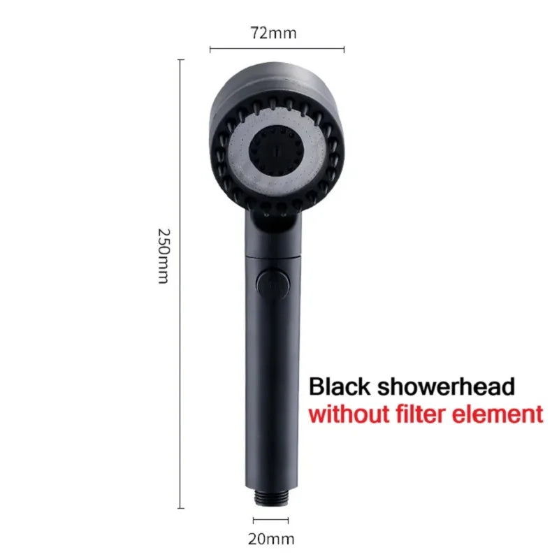 High Pressurized Filter Shower Head 3-mode Adjustable Spray with Massage Brush Rain Faucet Bathroom Accessories