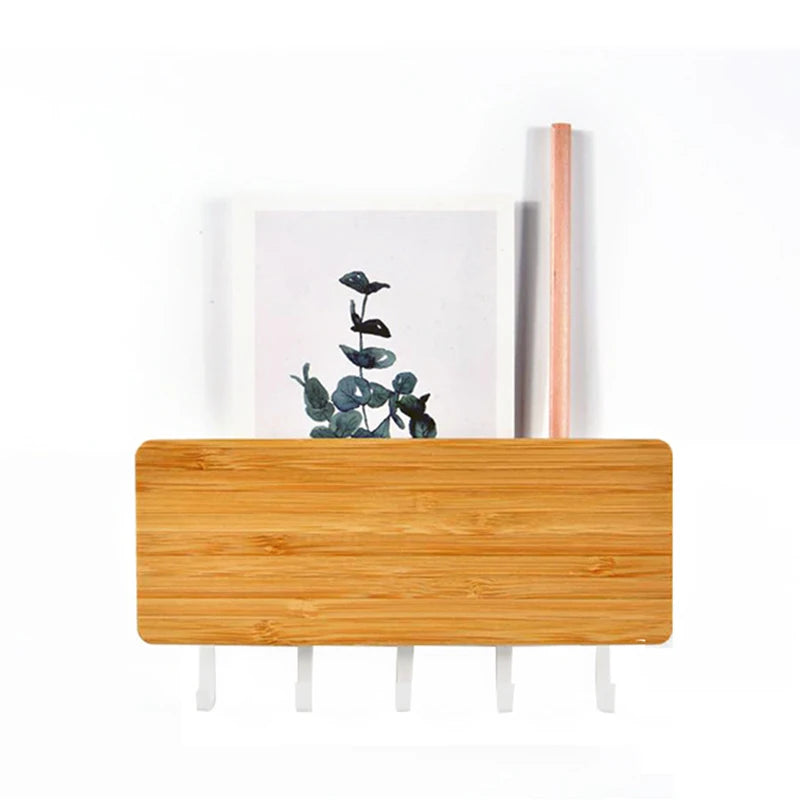 Wall Hanging Bamboo Key Hanger Holder Wall Organizer Rectangle Key Rack Hooks Coat Hooks Home Decoration Coat Hanger