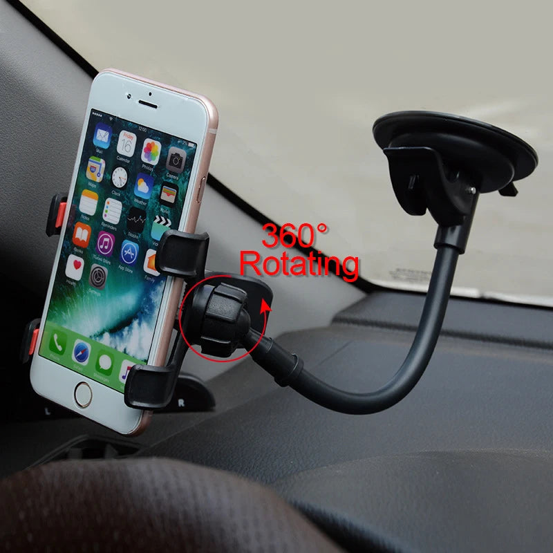 360° Rotating Car Phone Holder Universal Windshield Dashboard Mount Cellphone Stand  GPS Phone Flexible Bracket Auto Accessories