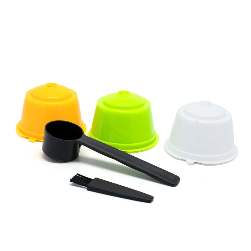 3Pcs Fit For Dolce Gusto Coffee Filter Cup Reusable Coffee Capsule Filters For Nespresso With Spoon Brush