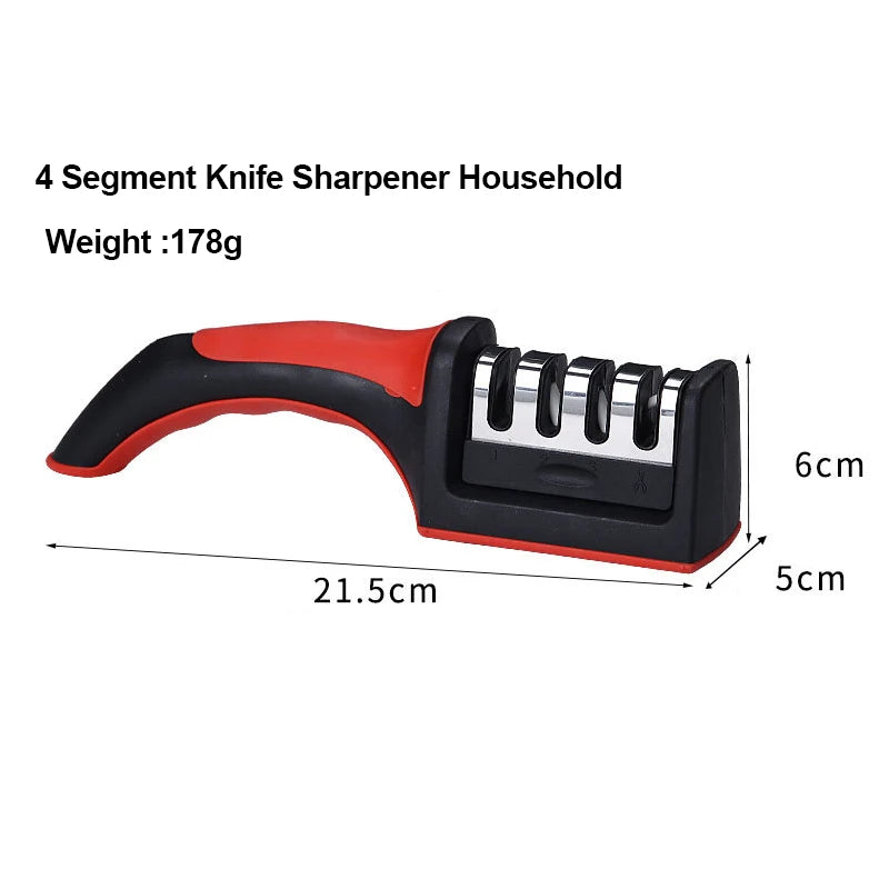 Kitchen 4Segment Knife Sharpener Household Multi-Functional Hand-Held Three-Purpose Black Sharpening Stone