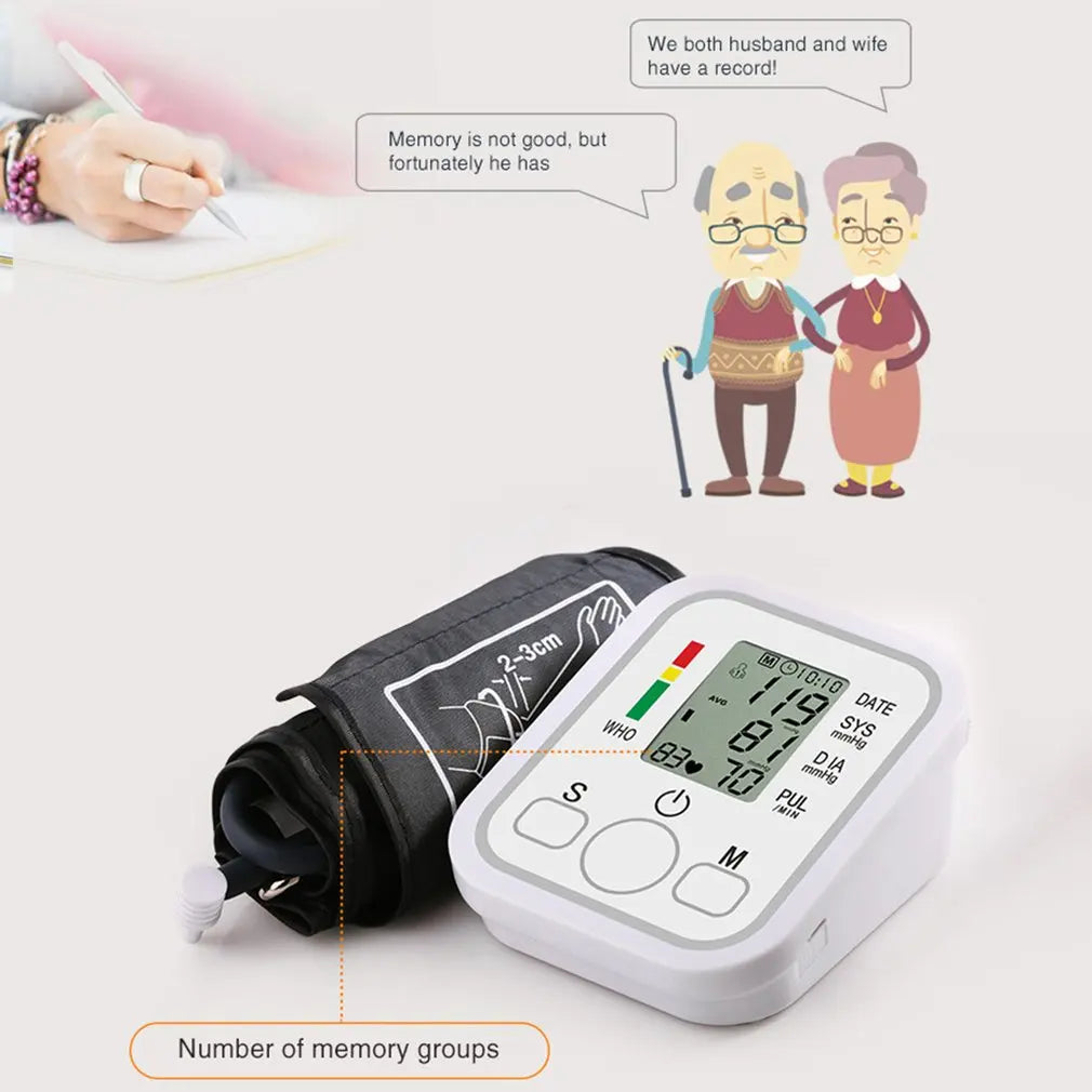 Tensiometer Heart Rate Pulse Meter BP Monitor Healthy Digital Arm Blood Pressure Meter Cuff Medical Automatic Pressure Tonometer