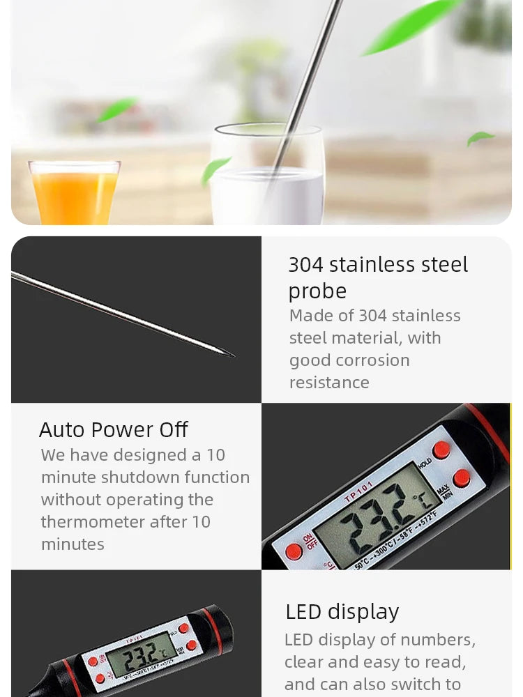 Kitchen Food Baking Digital Thermometer Electronic Probe Type Digital Display Liquid Grill Thermometer