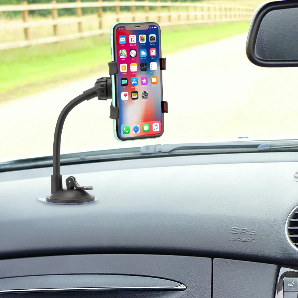 360° Rotating Car Phone Holder Universal Windshield Dashboard Mount Cellphone Stand  GPS Phone Flexible Bracket Auto Accessories