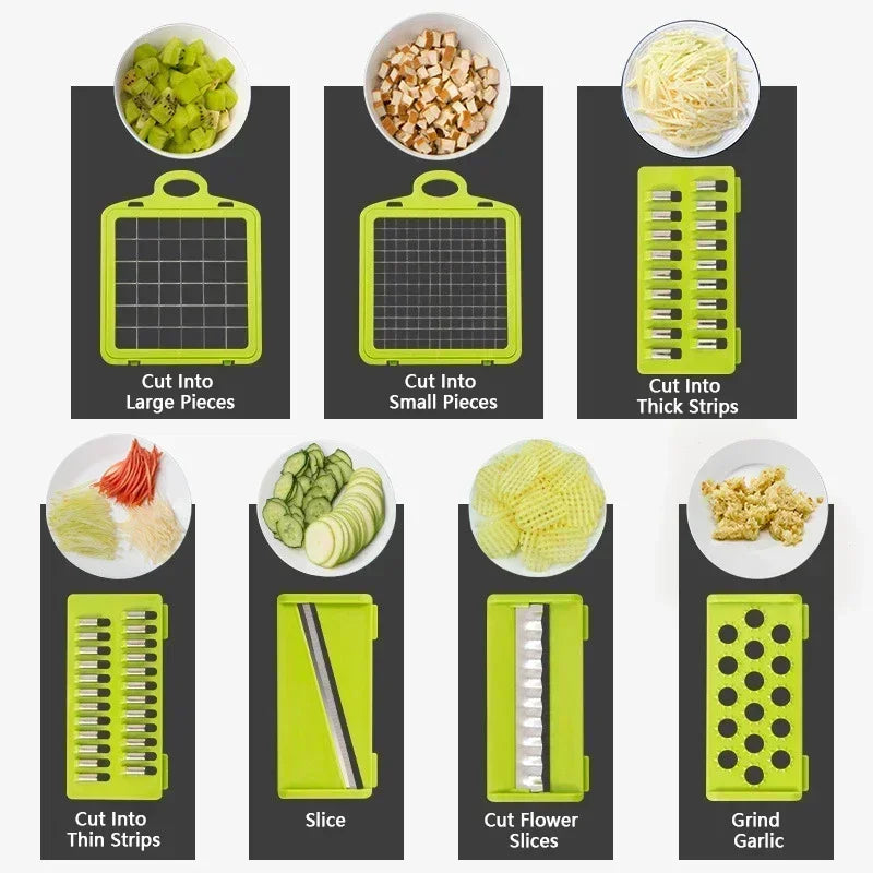 14/16 in 1 Multifunctional Vegetable Chopper Handle Food Grate Food Chopper Vegetable Slicer Dicer Cut Kitchen Items cocina