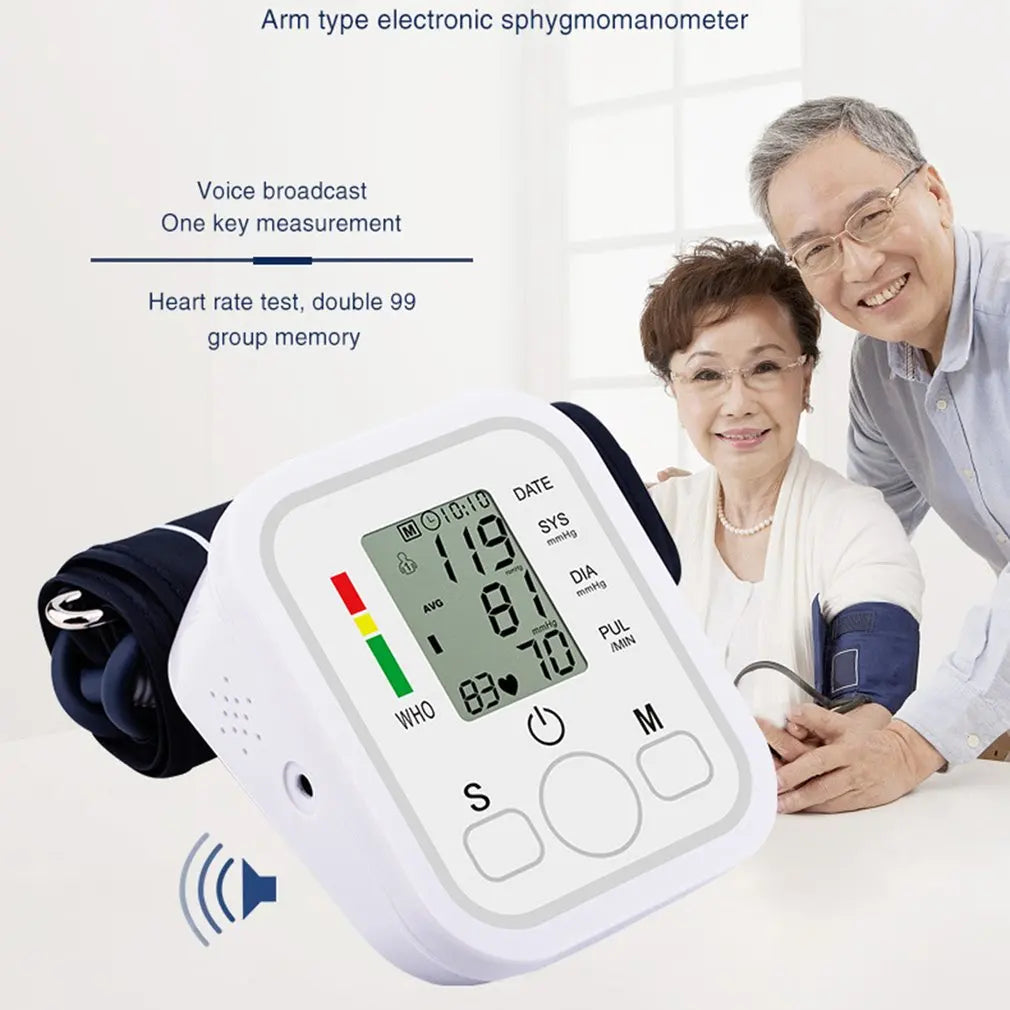 Tensiometer Heart Rate Pulse Meter BP Monitor Healthy Digital Arm Blood Pressure Meter Cuff Medical Automatic Pressure Tonometer