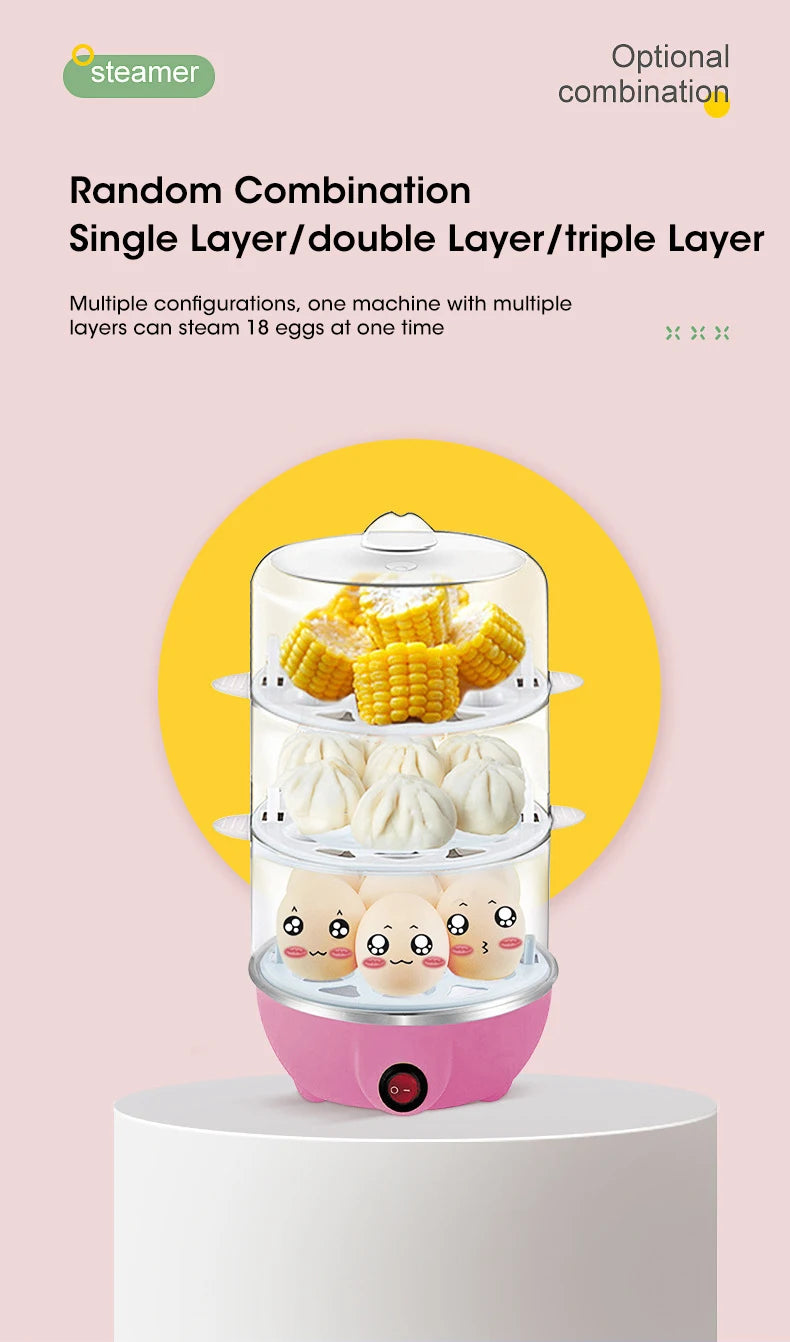 Egg Cooker Automatic Power Off Home 7 Eggs Multi-Functional Steamed Egg Custard Boiled Egg Machine Breakfast Artifact