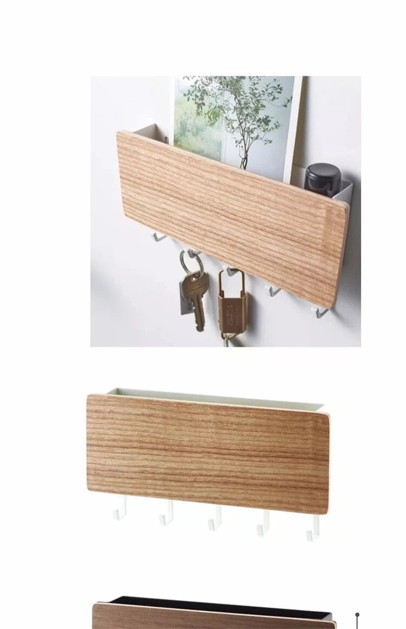 Wall Hanging Bamboo Key Hanger Holder Wall Organizer Rectangle Key Rack Hooks Coat Hooks Home Decoration Coat Hanger