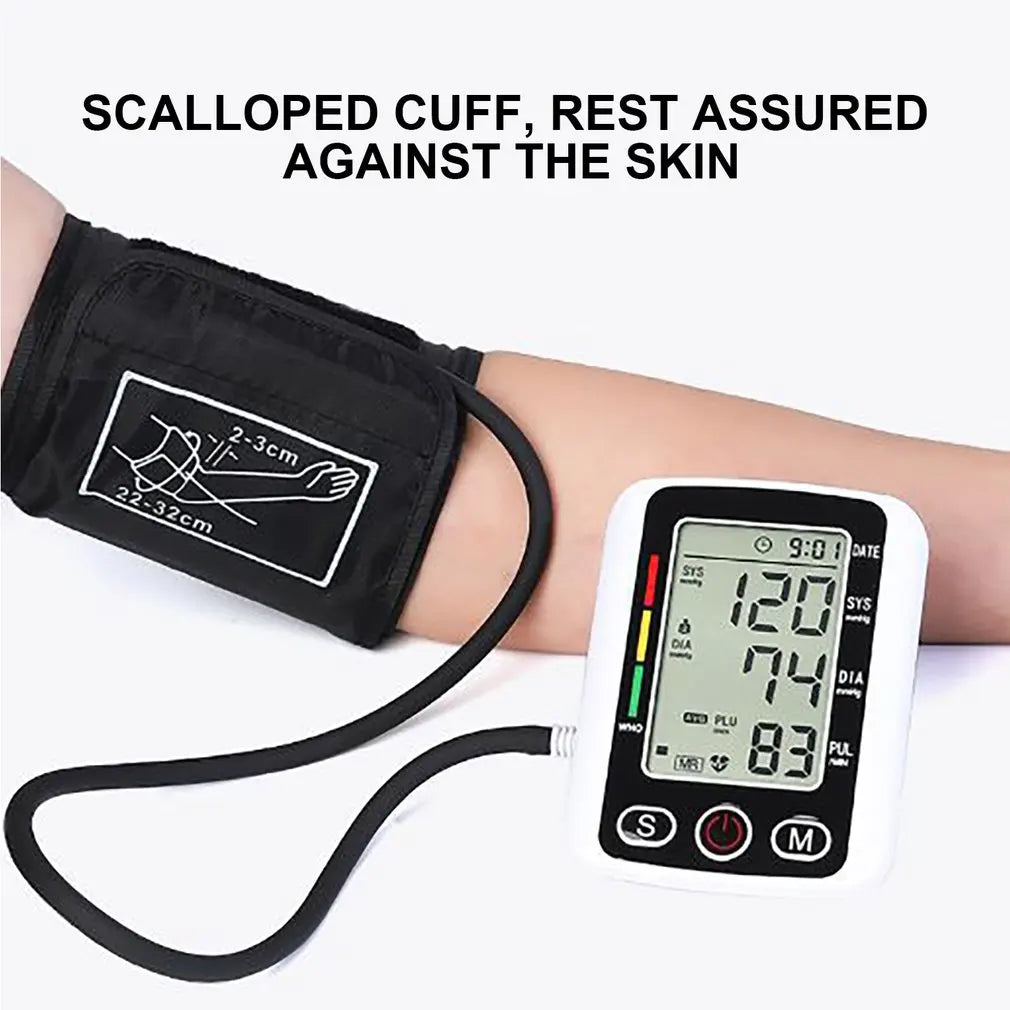 Tensiometer Heart Rate Pulse Meter BP Monitor Healthy Digital Arm Blood Pressure Meter Cuff Medical Automatic Pressure Tonometer