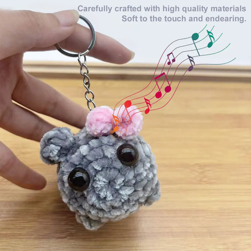 Sad Hamster Meme Sound Music Plush Toy Crochet Plush Sad Hamster Meme Key Rings Kawaii Sad Hamster Keychain Gift for Women Men