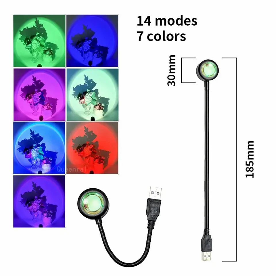 Mini RGB Atmosphere Night Light USB Sunset Projection Lamp For TiKtok Photography Selfie Party Home Living Room Bedroom Decor