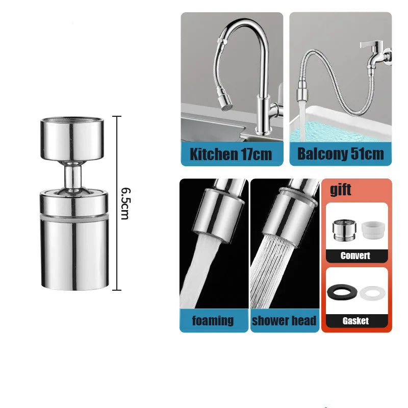 Stainless Steel Universal 1080° Rotation Faucet Sprayer Head For Kitchen Washbasin Extension Faucet Bubbler Tap Splash Nozzle