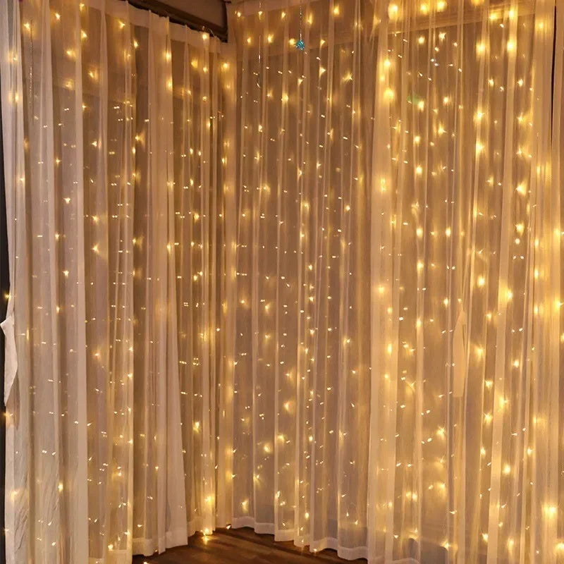 6/4/3M USB Curtain String Lights 8 Modes Fairy Light Bedroom Home Christmas Tree Garland Light Wedding Christmas Holiday Decor