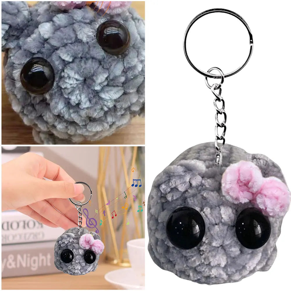 Sad Hamster Meme Sound Music Plush Toy Crochet Plush Sad Hamster Meme Key Rings Kawaii Sad Hamster Keychain Gift for Women Men