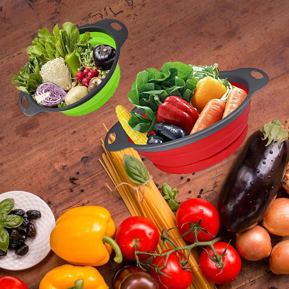 Silicone vegetable and fruit cleaning and drainage basket  cleaning basket Folding water filter net Kitchen Gadgets