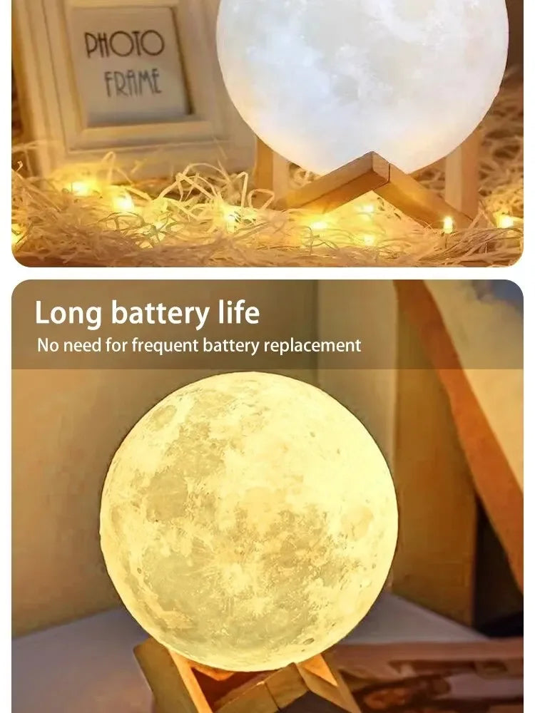 1 LED Moon Light Galaxy Light, DIY Moon Night Light, Girl, Boy, Child, Woman Birthday Gift, Bedroom Decoration (Warm Light)