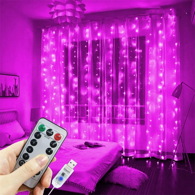 6/4/3M USB Curtain String Lights 8 Modes Fairy Light Bedroom Home Christmas Tree Garland Light Wedding Christmas Holiday Decor