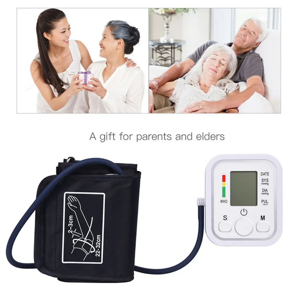 Tensiometer Heart Rate Pulse Meter BP Monitor Healthy Digital Arm Blood Pressure Meter Cuff Medical Automatic Pressure Tonometer