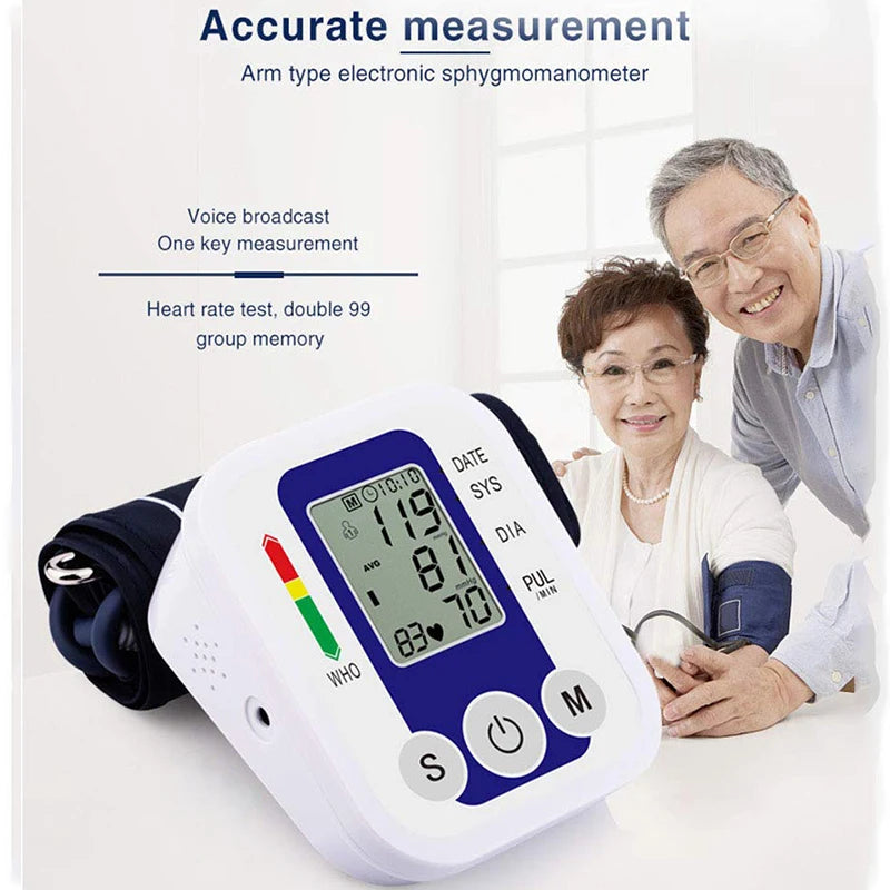 Tensiometer Heart Rate Pulse Meter BP Monitor Healthy Digital Arm Blood Pressure Meter Cuff Medical Automatic Pressure Tonometer