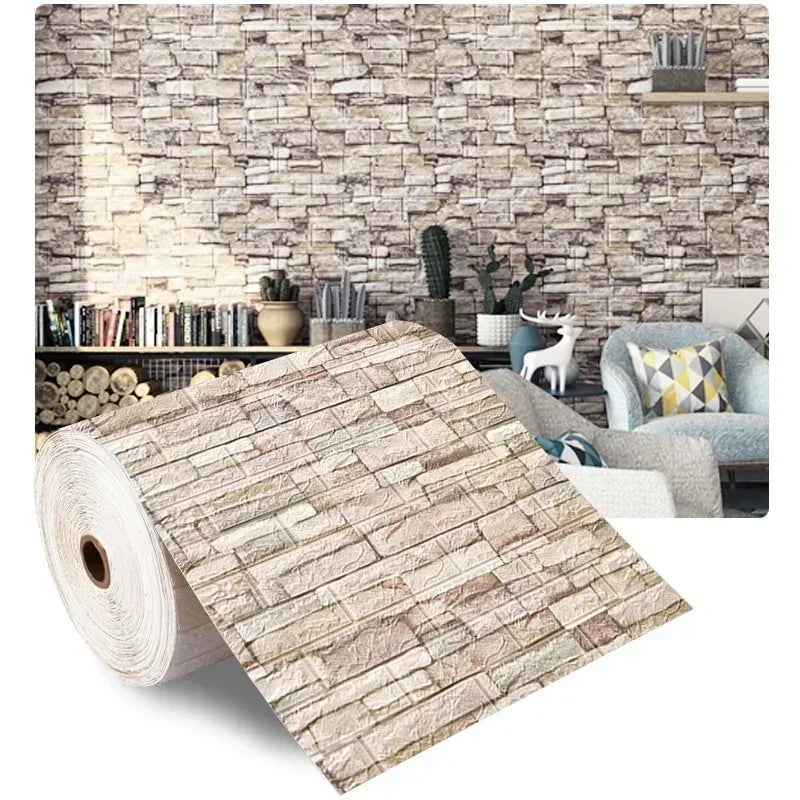 1/3/5/10 M 3D Self-adhesive Wallpaper Stickers 3M Brick Wall Stickers Home Decor Wallpaper for Walls DIY Bedroom Papel De Parede