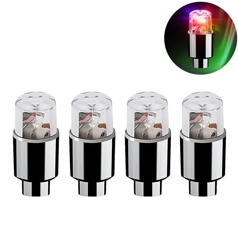 4Pcs Colorful LED Wheel Valve Lights Motorcycle Car Wheel Tire Valve Caps Universal Dustproof Bicycle Valve Cover