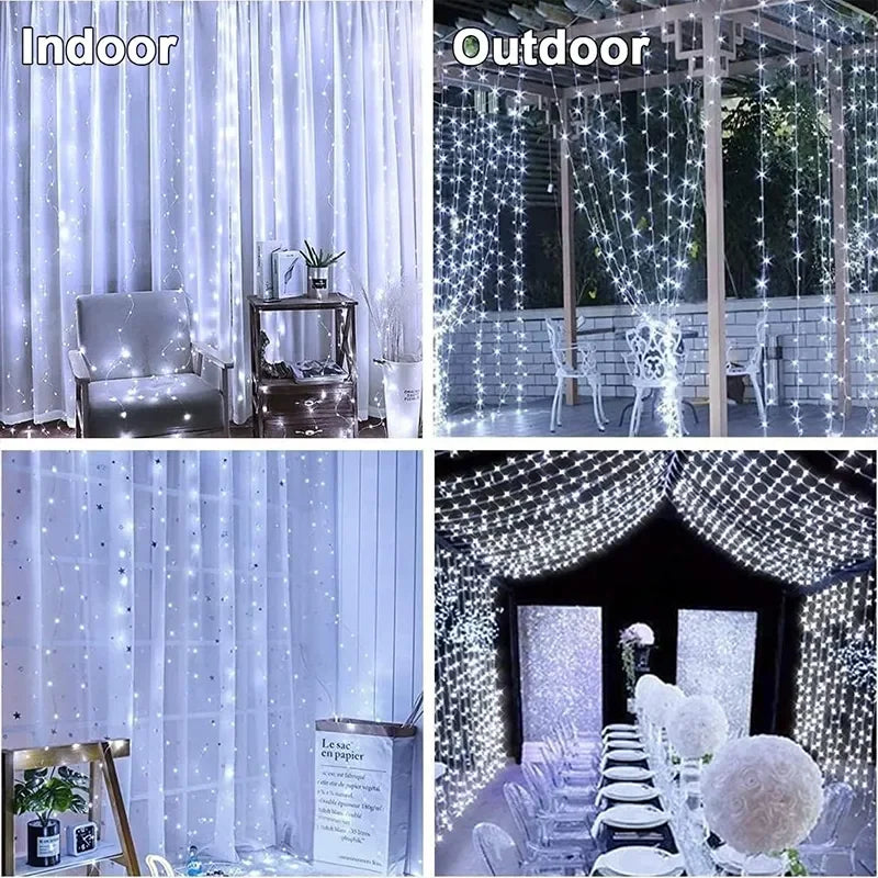 3M LED Curtain String Lights Fairy Decoration USB Holiday Garland Lamp 8 Mode For Home Garden Christmas Party New Year Wedding