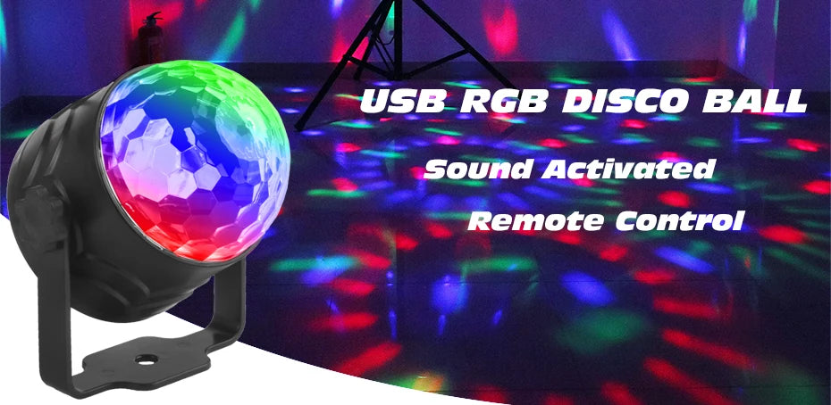 ALIEN RGB Rotating Magic Disco Ball Light Sound Activated DJ Strobe Party Wedding Dance Xmas Birthday Wedding Show Lamp