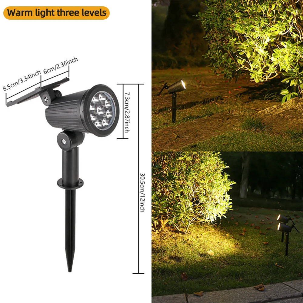 9 LED Solar Spot Lights Outdoor RGB Solar Landscape Lights IP65 Waterproof Brightness Adjustable for Garden Yard Palm Trees