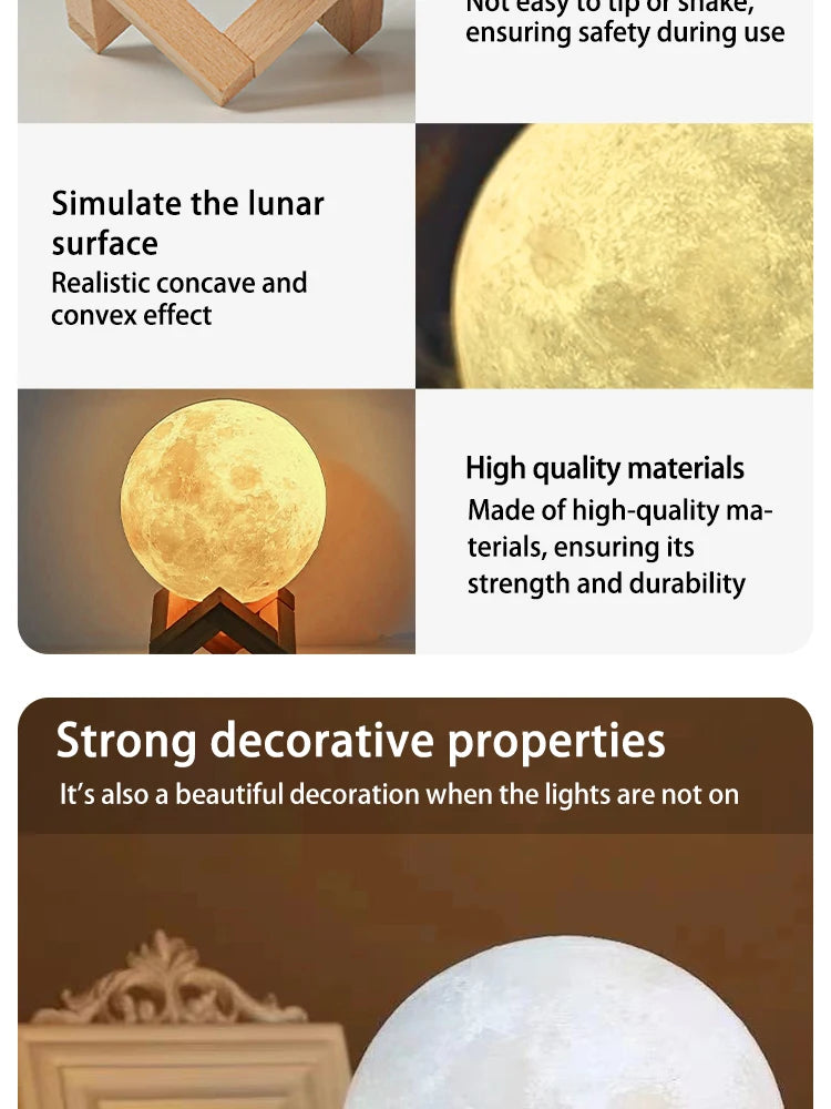 Moon Night Light Planet Lights Home Decorations Desktop Decorative Ornaments Illuminated Night Lights 8cm