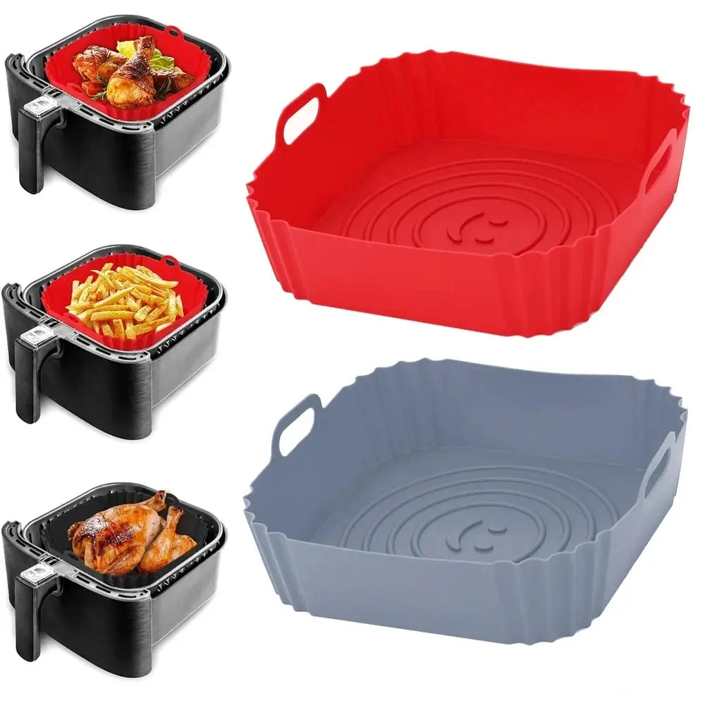 1PC Reusable Airfryer Pan Liner Accessories Silicone Air Fryers Oven Baking Tray Pizza Fried Chicken Airfryer Silicone Basket