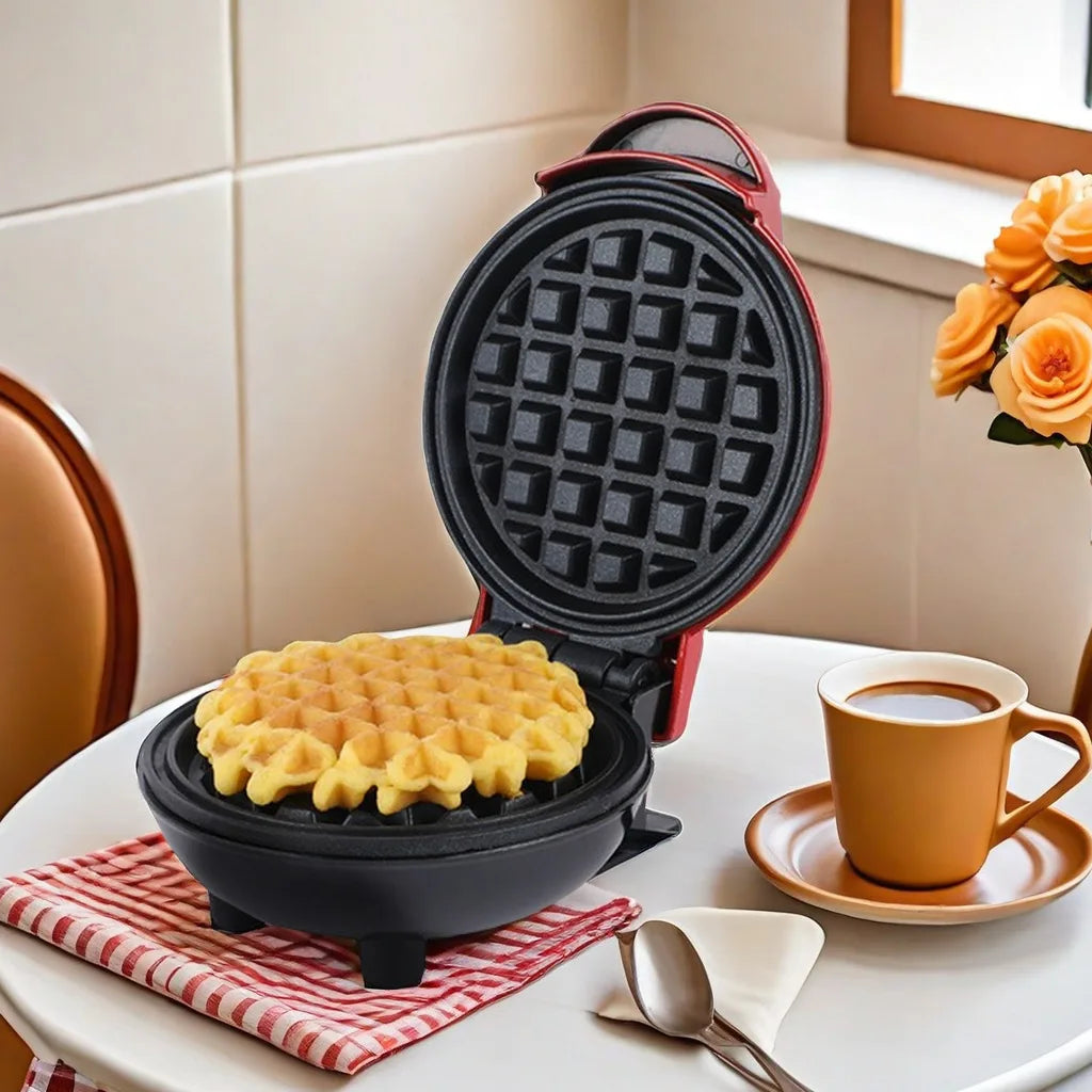 A Versatile Mini Waffle Maker With A Non-Stick Surface For Quick Breakfasts, Snacks And Desserts - Compact Roaster