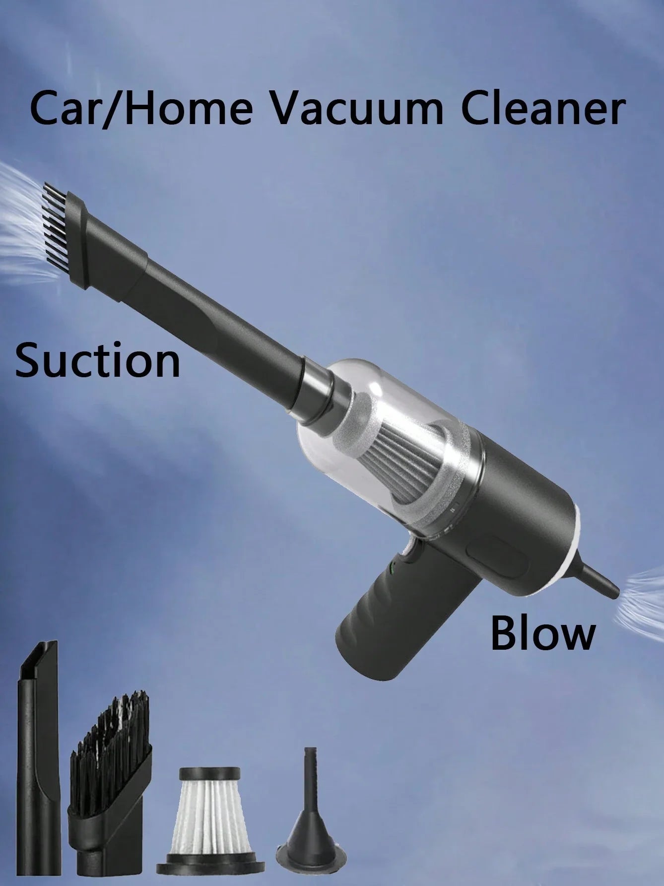 3 In 1 Integrated Suction And Blowing Vacuum Combination Vacuum Cleaner USB Charging Small Car Household Vacuum Cleaner