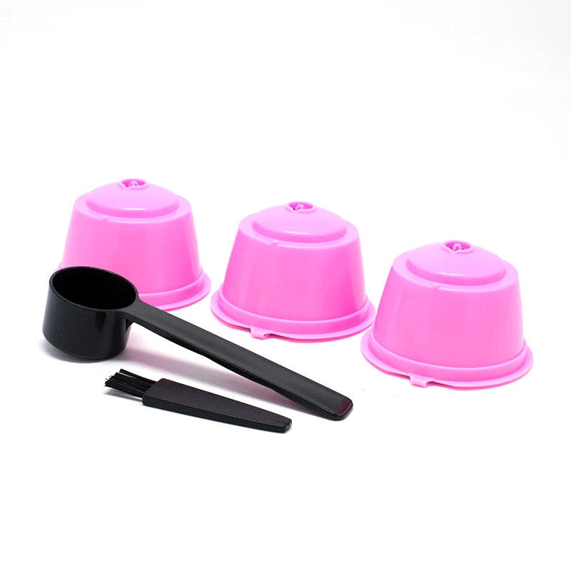 3Pcs Fit For Dolce Gusto Coffee Filter Cup Reusable Coffee Capsule Filters For Nespresso With Spoon Brush