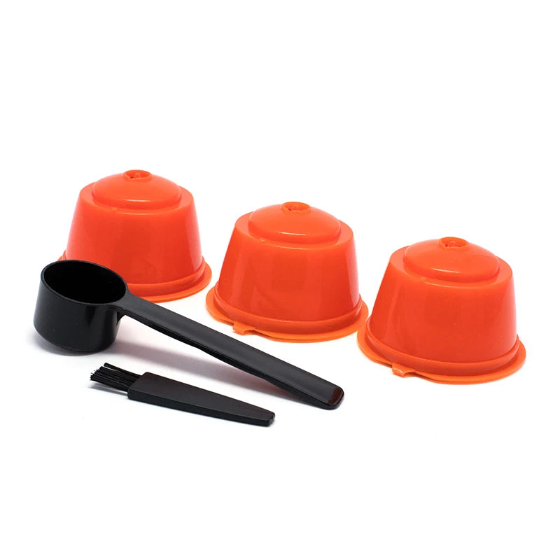 3Pcs Fit For Dolce Gusto Coffee Filter Cup Reusable Coffee Capsule Filters For Nespresso With Spoon Brush