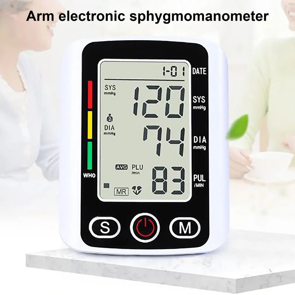 Tensiometer Heart Rate Pulse Meter BP Monitor Healthy Digital Arm Blood Pressure Meter Cuff Medical Automatic Pressure Tonometer