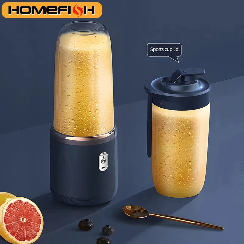 Portable Juicer Blender 400ml Electric Fruit Juicer USB Charging Lemon Orange Fruit Juicing Cup Smoothie Blender Machine 2cups