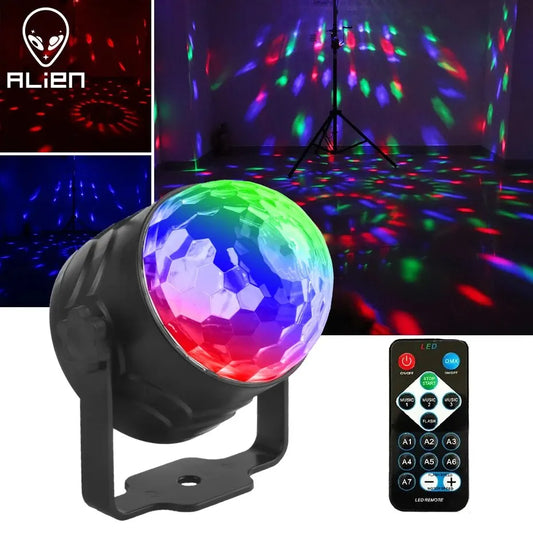 ALIEN RGB Rotating Magic Disco Ball Light Sound Activated DJ Strobe Party Wedding Dance Xmas Birthday Wedding Show Lamp