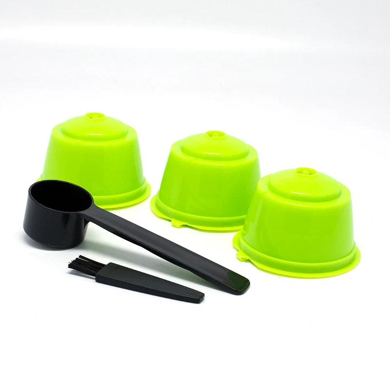 3Pcs Fit For Dolce Gusto Coffee Filter Cup Reusable Coffee Capsule Filters For Nespresso With Spoon Brush