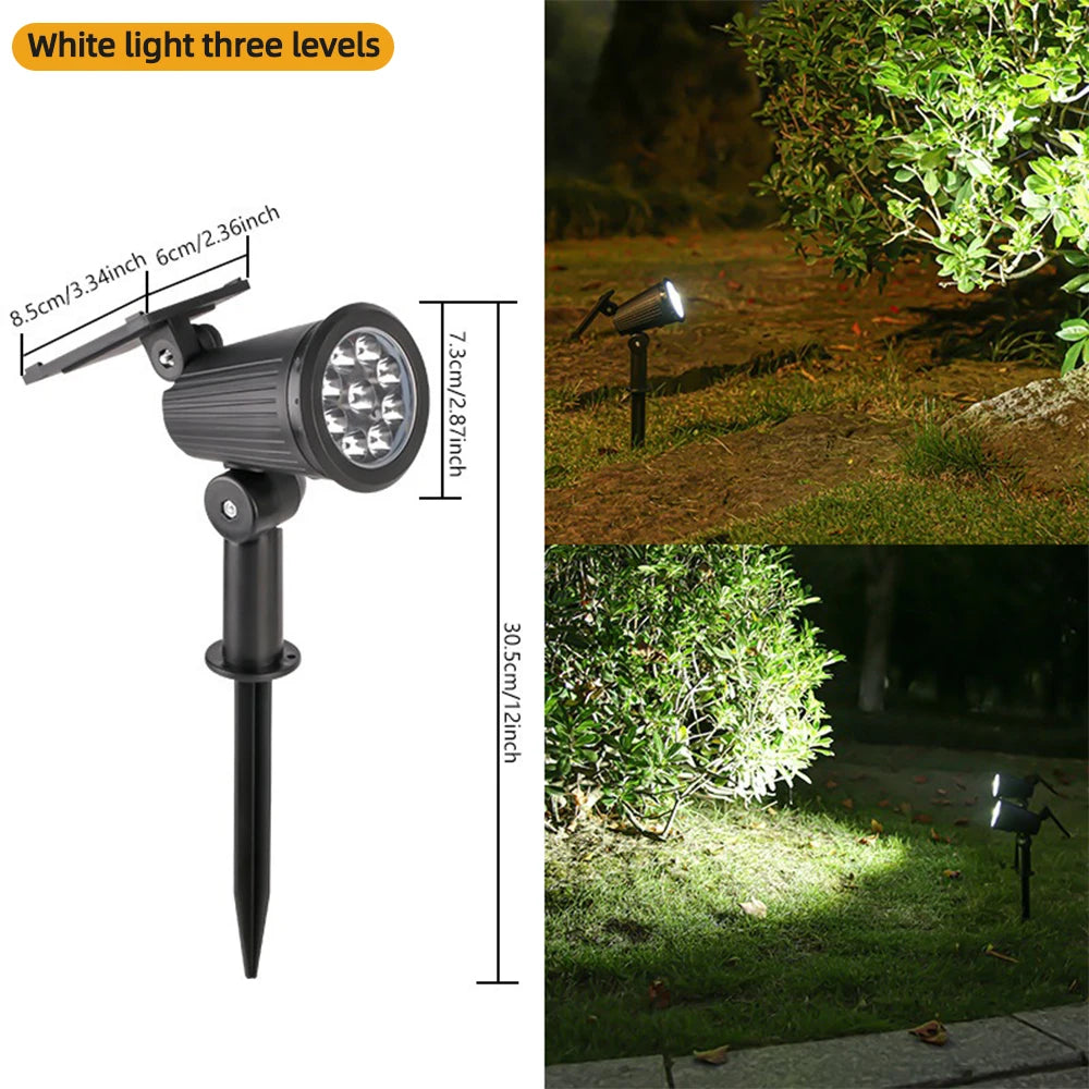 9 LED Solar Spot Lights Outdoor RGB Solar Landscape Lights IP65 Waterproof Brightness Adjustable for Garden Yard Palm Trees