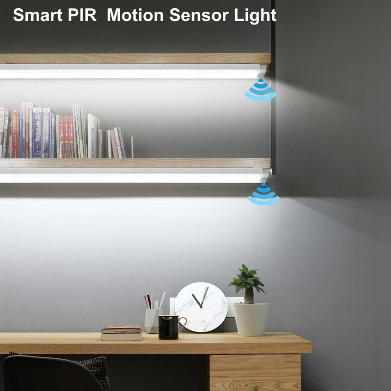 PIR Motion Sensor LED Cabinet Light USB Rechargeable Induction Night Light Wireless Portable Detector Lamp for Wardrobe Hallway